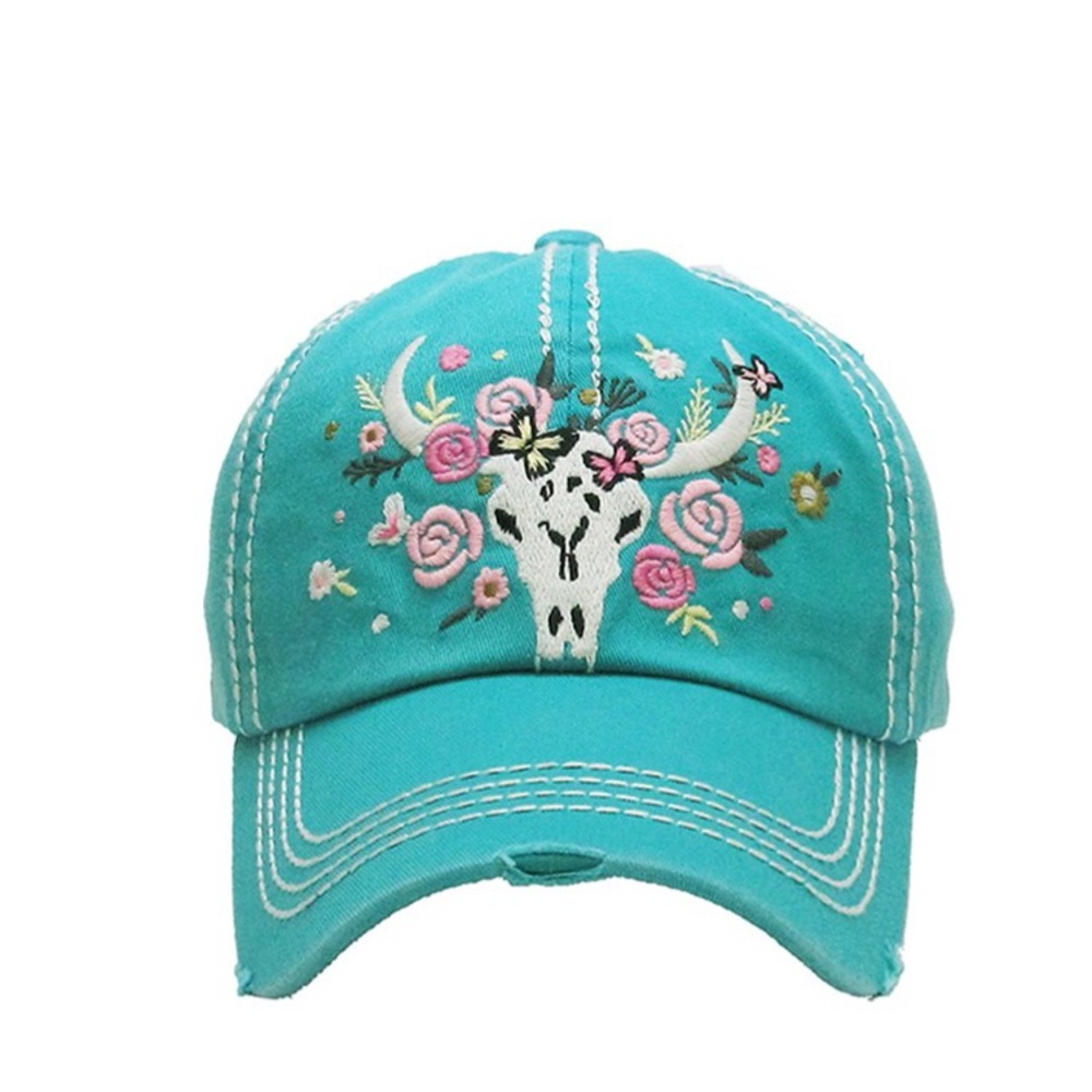 20% off SALE! 2-pack turquoise floral embroidered